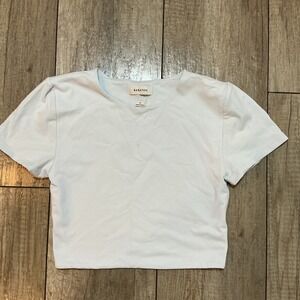 Babaton White Cropped T-Shirt Crew Neck Short Sleeve Casual Everyday Tee‎